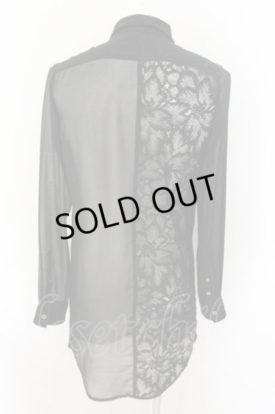 画像2: CIVARIZE / シフォンレース切り替えロングシャツ 44 ブラック O-24-10-17-040-CI-sh-YM-OS (2)