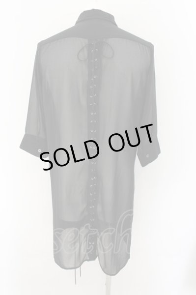 画像2: CIVARIZE / レースアップシフォン五分袖ロングシャツ 46 ブラック O-24-10-17-041-CI-sh-YM-OS (2)