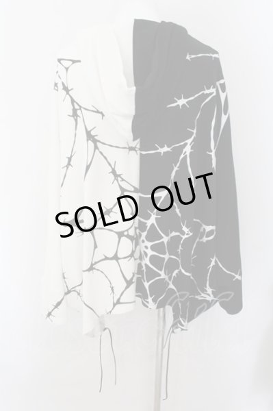 画像2: CIVARIZE / バイカラースパイダーポンチョパーカー F ブラックｘホワイト O-24-10-17-044-CI-ja-YM-OS (2)