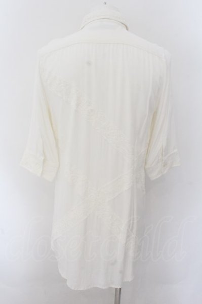 画像2: CIVARIZE / Cunningレース切り替えロングシャツ 44 ホワイト O-24-10-17-068-CI-sh-YM-ZT314 (2)