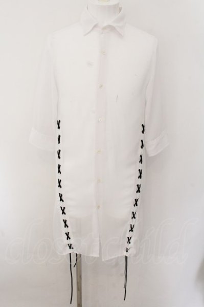 画像1: CIVARIZE / レースアップシフォンロングシャツ 44 ホワイト O-24-10-17-072-CI-sh-YM-ZT273 (1)
