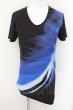 画像1: CIVARIZE / PIKOコラボ アシンメトリーフェザーロングTシャツ F ブラックxブルー O-24-10-17-012-CI-ts-YM-ZY (1)