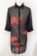画像1: CIVARIZE / ６分袖ロングシフォンシャツ 46 ブラックｘレッド O-24-10-17-026-CI-sh-YM-ZT465 (1)