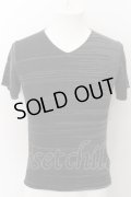 SCHLUSSEL / MIX横編みVネックTシャツ 2 グレー O-24-10-28-015-SC-ts-YM-ZT270