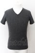 画像1: SCHLUSSEL / MIX縦編みVネックTシャツ 2 グレー O-24-10-28-016-SC-ts-YM-ZT270 (1)