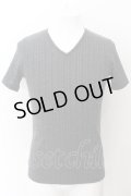 SCHLUSSEL / MIX縦編みVネックTシャツ 2 グレー O-24-10-28-016-SC-ts-YM-ZT270