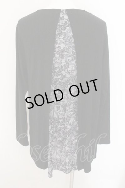 画像2: BUFFALO BOBS / LACE-DRAPE(レース ドレープ)切り替えドレープカットソー 2-3 ブラック O-24-10-29-036-BU-to-YM-ZT1101 (2)