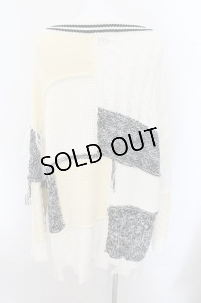 画像2: CIVARIZE / パッチワーク切り替えグランジチルデンニット F ホワイトｘアイボリーｘブラック O-24-10-29-048-CI-to-YM-ZY (2)