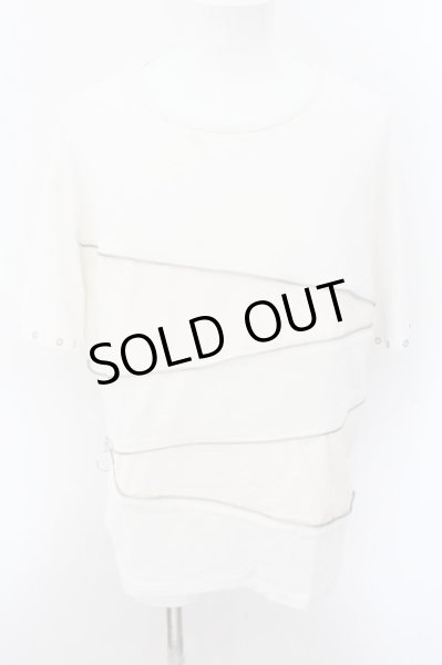 画像1: CIVARIZE / PUレザー切り替えZIPデザインTシャツ F ホワイト O-24-10-29-052-CI-ts-YM-ZT318 (1)