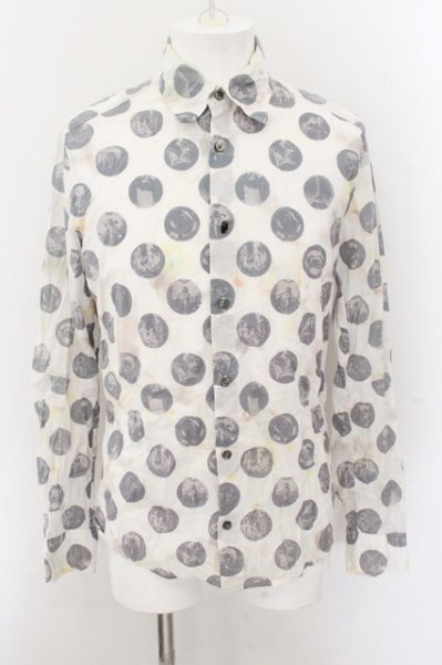 画像1: maxsix / スポット柄シャツ L ホワイト系 O-24-10-29-059-ma-sh-YM-ZT294 (1)