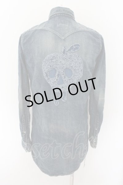 画像4: maxsix / 立体スカルアップルロングデニムウエスタンシャツ S インディゴ O-24-10-29-064-ma-sh-YM-ZT318 (4)