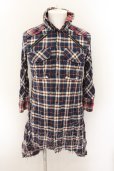 画像1: LGB / SHIRT-G/DRESS　七部袖シャツワンピース 0（レディース） ネイビーｘレッド O-24-10-29-065-LG-sh-YM-ZT167 (1)