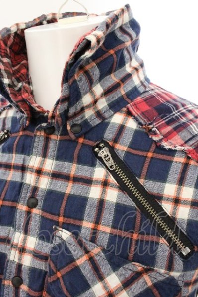 画像2: LGB / SHIRT-G/DRESS　七部袖シャツワンピース 0（レディース） ネイビーｘレッド O-24-10-29-065-LG-sh-YM-ZT167 (2)