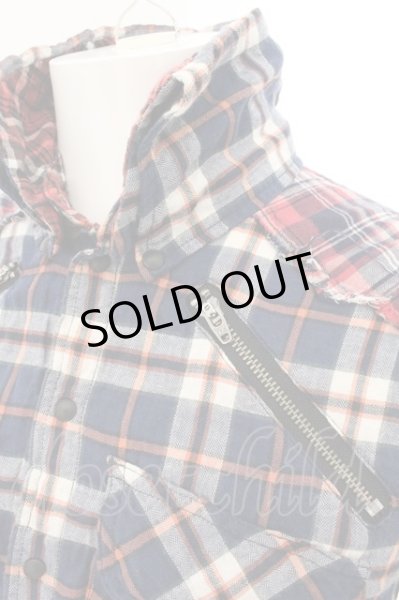 画像2: LGB / SHIRT-G/DRESS　七部袖シャツワンピース 0（レディース） ネイビーｘレッド O-24-10-29-065-LG-sh-YM-ZT167 (2)