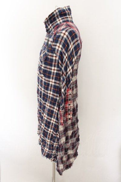 画像3: LGB / SHIRT-G/DRESS　七部袖シャツワンピース 0（レディース） ネイビーｘレッド O-24-10-29-065-LG-sh-YM-ZT167 (3)