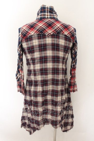 画像4: LGB / SHIRT-G/DRESS　七部袖シャツワンピース 0（レディース） ネイビーｘレッド O-24-10-29-065-LG-sh-YM-ZT167 (4)