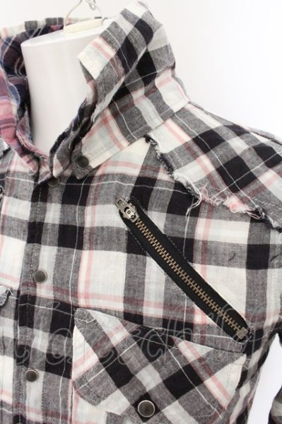 画像2: LGB / SHIRT-G/DRESS　七部袖シャツワンピース 0（レディース） ピンクｘブラックｘブルー O-24-10-29-069-LG-sh-YM-ZT167 (2)