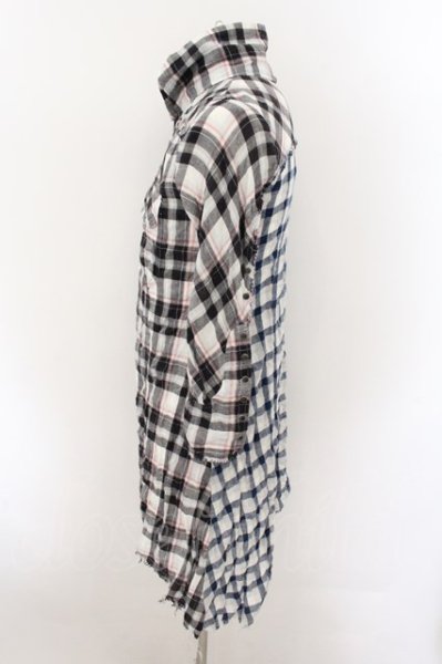 画像3: LGB / SHIRT-G/DRESS　七部袖シャツワンピース 0（レディース） ピンクｘブラックｘブルー O-24-10-29-069-LG-sh-YM-ZT167 (3)