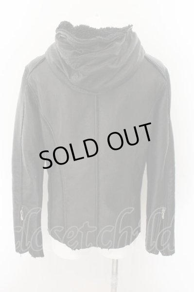 画像5: 14th Addiction / シープスキンボンディングフーデッドライダースブルゾンジャケット 2 ブラック O-24-10-29-092-14-ou-YM-OS (5)