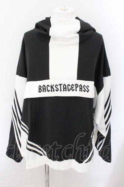 画像1: BACKSTAGE PASS / MOSH&DIVE P/O (モッシュ&ダイブ プルオーバー)ビッグシルエットアノラックブルゾン F ブラックxホワイト O-24-10-29-014-BA-to-YM-ZT320 (1)