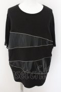 CIVARIZE / PUレザー切り替えZIPデザインTシャツ F ブラック O-24-10-29-025-CI-ts-YM-ZT-ML007