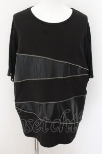 CIVARIZE / PUレザー切り替えZIPデザインTシャツ F ブラック O-24-10-29-025-CI-ts-YM-ZT-ML007