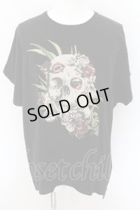 JURY BLACK / ボタニカルスカルイレヘムBIG Tシャツ  ブラック O-24-10-29-028-JU-ts-YM-ZT319