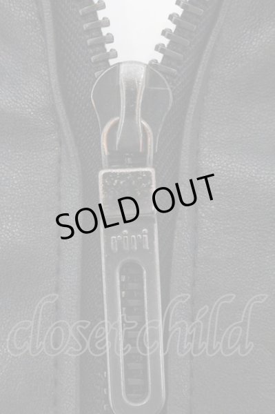 画像2: FUGA / VINTAGE COW HIDE STAND COLLAR SINGLE RIDERS ジャケット（riri） 46 ブラック O-24-10-31-002-FU-ja-YM-ML008 (2)