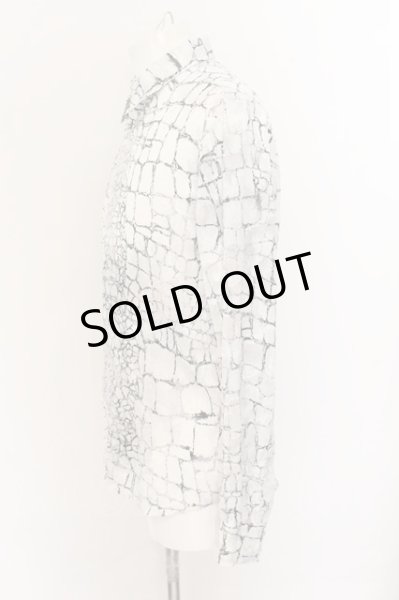 画像2: TORNADO MART / 焦がしクロコダイルジャガードシャツ LL ホワイトｘグリーン O-24-11-09-025-TO-sh-YM-OS (2)