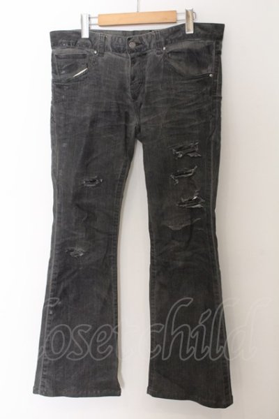 画像1: TORNADO MART / コーティングダメージベルボトム デニムパンツ LL グレー O-24-11-09-031-TO-pa-YM-ZT054