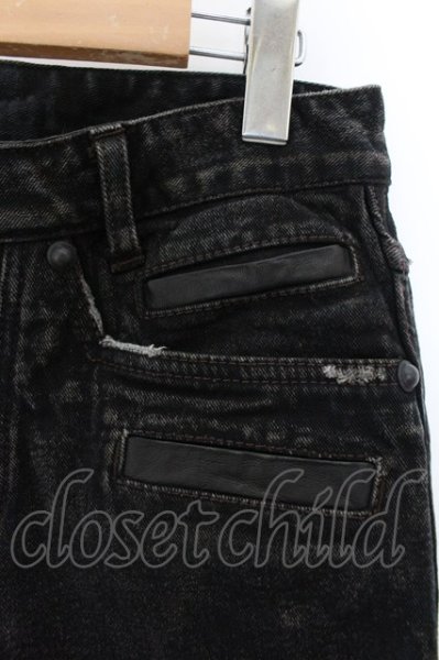 画像2: 14th Addiction / レザー切り替えクロップドパンツ 1 ブラック O-24-11-10-035-14-pa-YM-ZT200 (2)