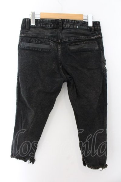 画像3: 14th Addiction / レザー切り替えクロップドパンツ 1 ブラック O-24-11-10-035-14-pa-YM-ZT200 (3)