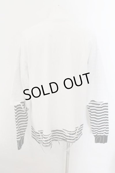 画像2: CavariA / ダメージレイヤードプルオーバー カットソー 44 ホワイトｘブラック O-24-11-10-057-Ca-to-YM-ZT060 (2)