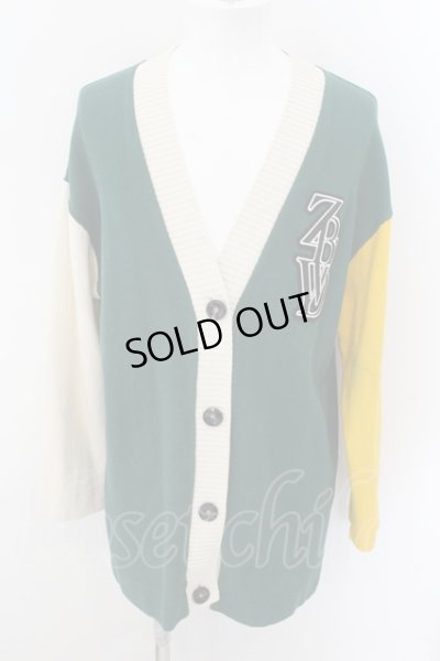 画像1: ZARA / スクールカーディガン EU L グリーンｘイエローｘアイボリー O-24-11-10-072-ZA-to-YM-ZT240