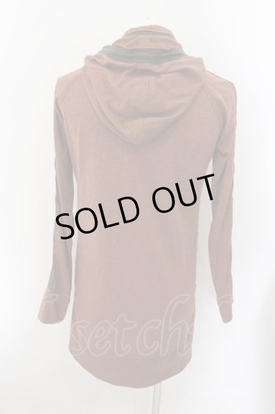 画像2: 14th Addiction / レザー切り替えロングパーカー  レンガ O-24-11-10-016-14-to-YM-OS (2)