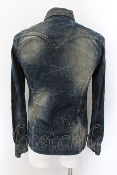 画像2: CIVARIZE / Coarse ラメペンキ加工デニムシャツ 44 インディゴ O-24-11-10-025-CI-sh-YM-ZT285
