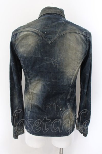 画像2: CIVARIZE / Coarse ラメペンキ加工デニムシャツ 44 インディゴ O-24-11-10-025-CI-sh-YM-ZT285 (2)
