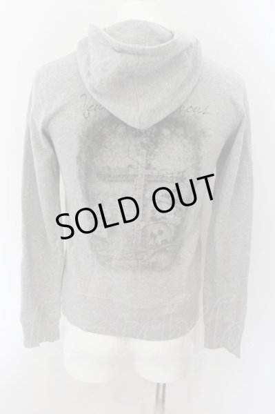 画像2: CavariA / バッククロスプリントロゴ刺繍ジップアップパーカー 44 グレー O-24-11-10-027-Ca-to-YM-ZT284 (2)