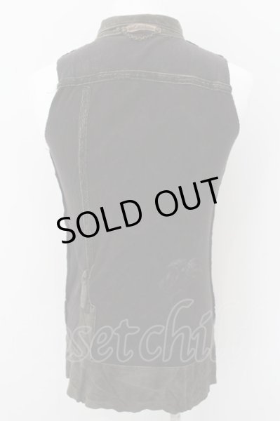 画像3: 14th Addiction / ムラ染めテレコ切り替えレザーベスト 1 カーキｘブラウン O-24-11-13-024-14-to-YM-OS (3)