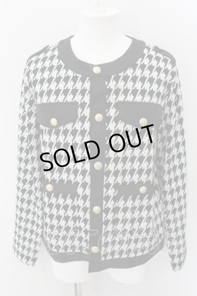 画像1: CavariA / ハウンズトゥースノーカラージャケット 44 ホワイトｘブラック O-24-11-13-061-Ca-ja-YM-ZT288 (1)