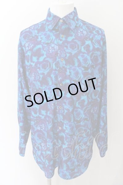 画像1: CavariA / ローズ総柄BIGシャツ 44 ブルー O-24-11-13-062-Ca-sh-YM-ZT292 (1)