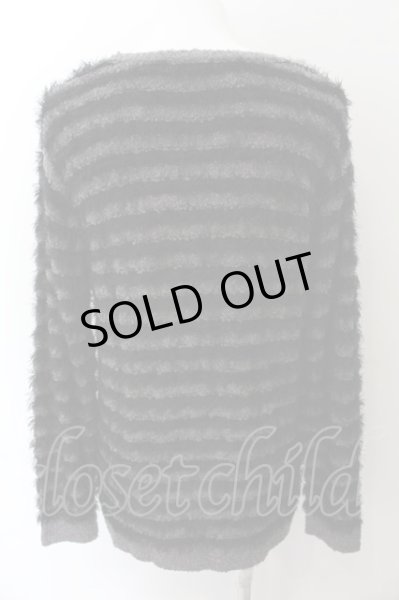 画像2: SHELLAC / semantic designコラボシャギーボーダーニットソー L グレーｘブラック O-24-11-13-070-SH-to-YM-ZT288 (2)