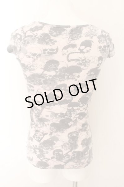 画像2: LGB / SKULLS/MARIBU 総柄スカルTシャツ 0（レディース） ピンク O-24-11-17-054-LG-ts-YM-OS (2)