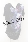 CIVARIZE / モードドレープフラワーTシャツ 46 ブラックｘブルー O-24-11-17-007-CI-ts-YM-OS