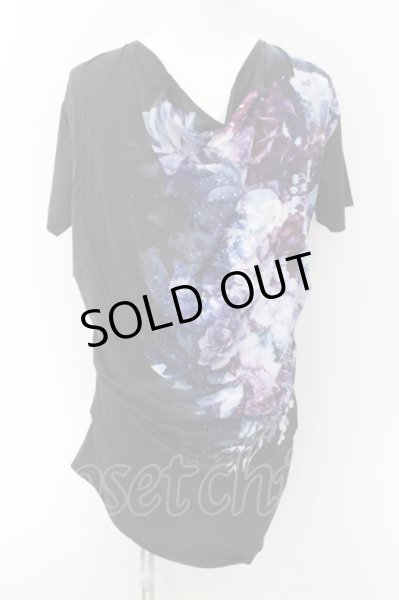 画像1: CIVARIZE / モードドレープフラワーTシャツ 46 ブラックｘブルー O-24-11-17-007-CI-ts-YM-OS (1)