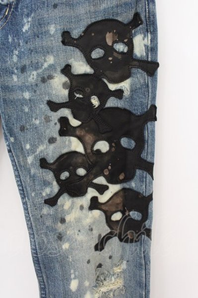 画像2: LGB / ST101/SHT(2)　スカルパッチショートデニムパンツ 25（レディース） インディゴ O-24-11-17-083-LG-pa-YM-ZT240 (2)