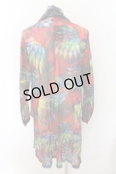 画像2: Wrouge / フェザープリントロングカーディガン L ワイン（マルチ） O-24-11-17-028-Wr-to-YM-ZT240 (2)