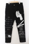 SWITCHBLADE / GRAPHIC PRINT DENIM パンツ L ブラック O-24-11-22-027-SW-pa-YM-ZT007