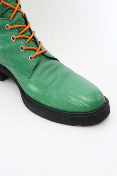 画像3: NO ID. / 8ホールレースアップブーツ 40 グリーンｘオレンジ O-24-11-22-062-NO-sho-YM-ZT-S005 (3)