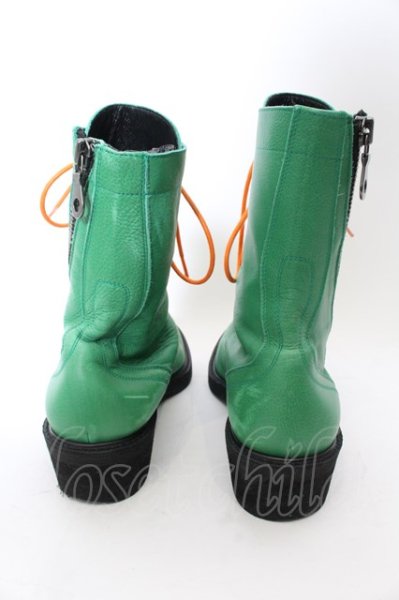 画像9: NO ID. / 8ホールレースアップブーツ 40 グリーンｘオレンジ O-24-11-22-062-NO-sho-YM-ZT-S005 (9)